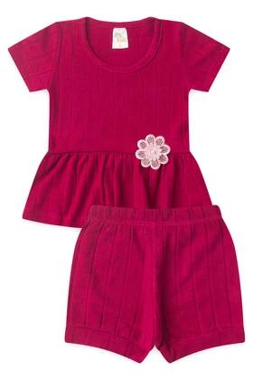 Conjunto Blusa Shorts Milano Menina - Bordô - Ame Kids