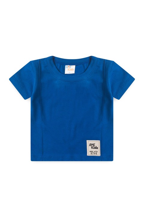 Conjunto de Blusa e Shorts Meia Malha Menino - Azul - Ame Kids