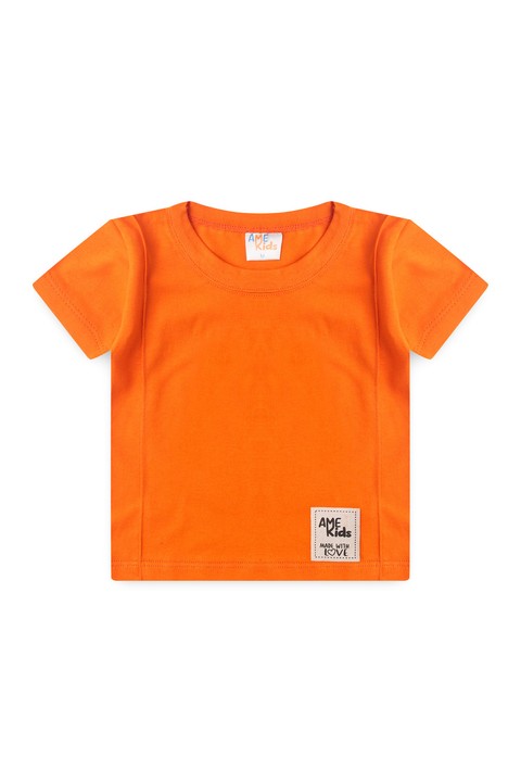 Conjunto de Blusa e Shorts Meia Malha Menino - Laranja - Ame Kids