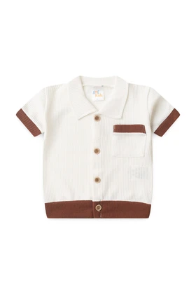 Conjunto Blusa Gola Polo e Short Moscou  - Off-White - Ame Kids