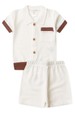Conjunto Blusa Gola Polo e Short Moscou  - Off-White - Ame Kids