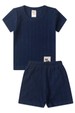 Conjunto de Blusa e Shorts Canelado Milano - Azul Marinho - Ame Kids
