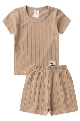 Conjunto de Blusa e Shorts Canelado Milano - Nude - Ame Kids