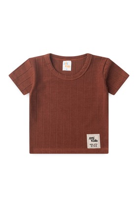 Conjunto de Blusa e Shorts Canelado Milano - Avelã - Ame Kids