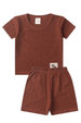 Conjunto de Blusa e Shorts Canelado Milano - Avelã - Ame Kids