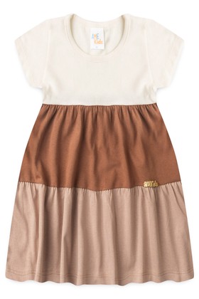 Vestido Curto Menina Meia Malha - Marfim- Ame Kids