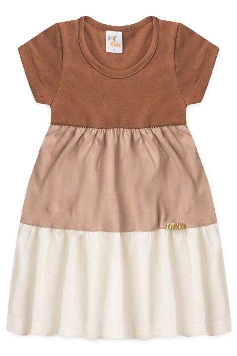 Vestido Curto Menina Meia Malha - Chocolate - Ame Kids