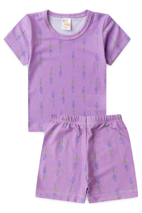 Conjunto Pijama Blusa e Shorts - Lavanda - Ame Kids