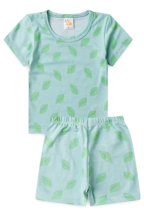 Conjunto Pijama Blusa e Shorts - Folhas - Ame Kids