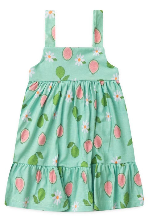 Vestido Curto Menina Goiaba - Verde - Ame Kids