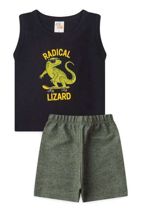 Conjunto Regata e Shorts Menino - Radical Preto - Ame Kids