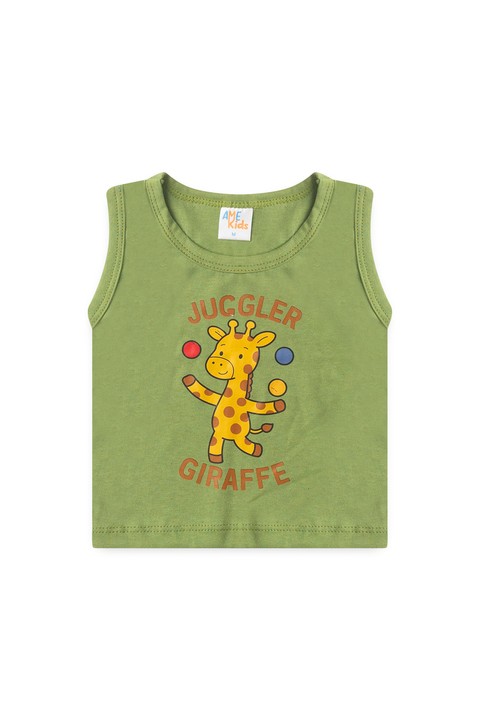 Conjunto Regata e Shorts Menino - Girafa Verde - Ame Kids