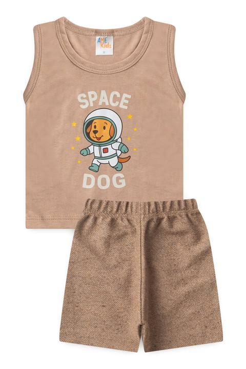 Conjunto Regata e Shorts Menino - Cachorrinho Chocolate - Ame Kids