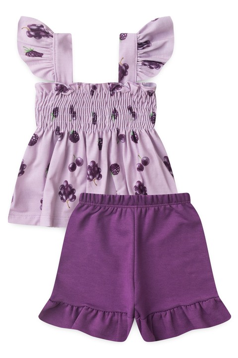 Conjunto Bata Shorts Verão Bebê - Uva - Ame Kids
