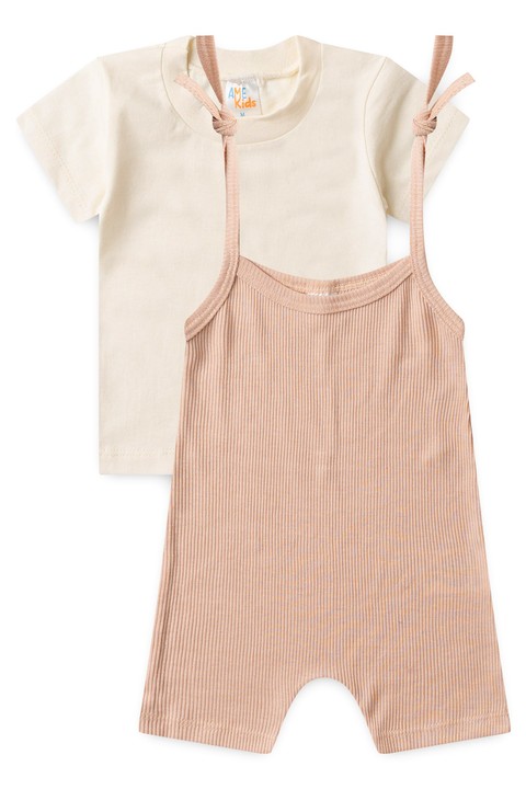 Conjunto Jardineira e Blusa - Areia - Ame Kids