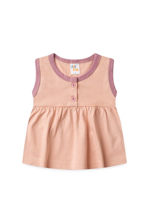 Conjunto Bata Botões Shorts Verão Bebê - Pêssego - Ame Kids