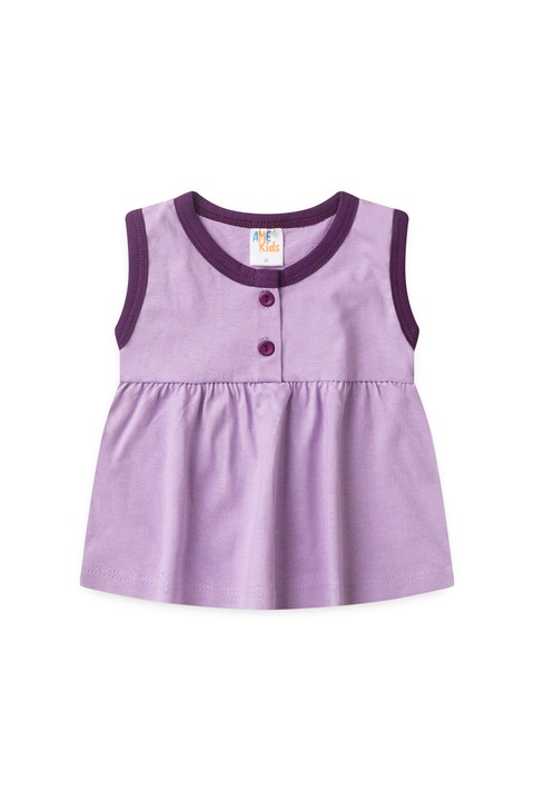 Conjunto Bata Botões Shorts Verão Bebê - Lilás - Ame Kids