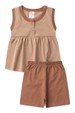Conjunto Bata Botões Shorts Verão Bebê - Chocolate - Ame Kids