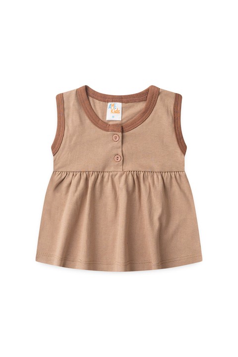 Conjunto Bata Botões Shorts Verão Bebê - Chocolate - Ame Kids