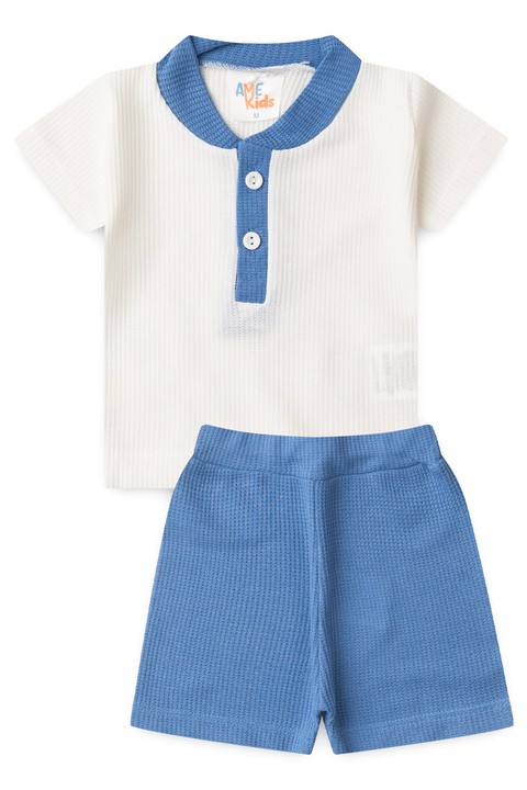Conjunto de Blusa e Shorts Moscou Menino - Botões Azul - Ame Kids