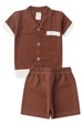 Conjunto Blusa Gola Polo e Short Moscou  - Avelã - Ame Kids