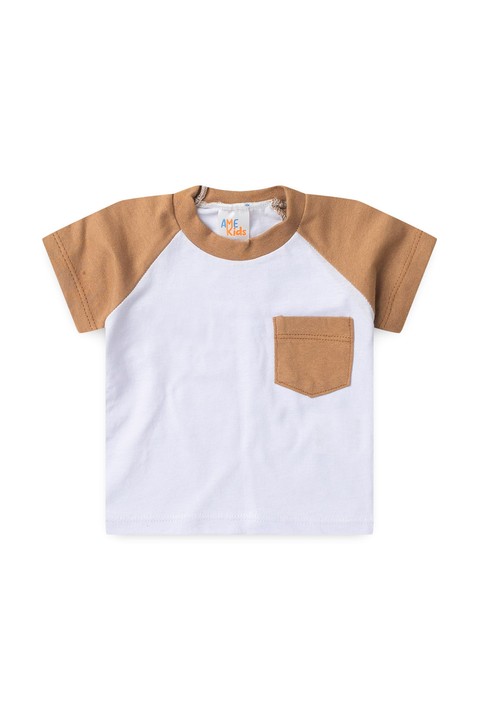 Conjunto de Blusa e Shorts Meia Malha Menino - Bolso Avelã - Ame Kids