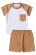 Conjunto de Blusa e Shorts Meia Malha Menino - Bolso Avelã - Ame Kids