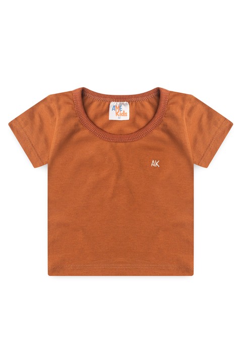 Conjunto de Blusa e Shorts Estampado Menino - Avelã - Ame Kids