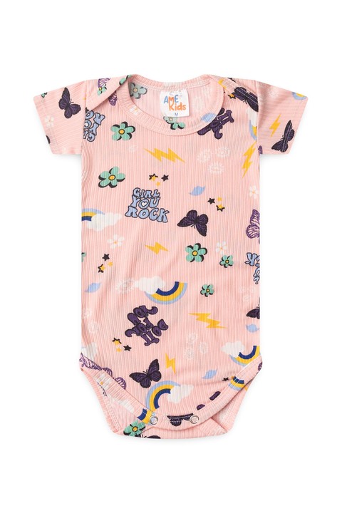 Conjunto Canelado Light Estampado Curto - Borboletas - Ame Kids