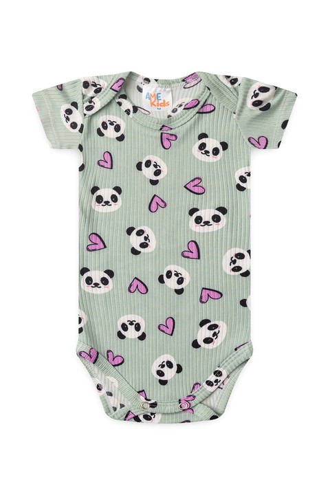 Conjunto Canelado Light Estampado Curto - Pandinha - Ame Kids