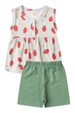 Conjunto Bata Botões Shorts Verão Bebê - Moranguinho - Ame Kids