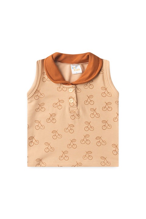 Conjunto Bata Botões Shorts Verão Bebê - Areia - Ame Kids