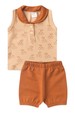 Conjunto Bata Botões Shorts Verão Bebê - Areia - Ame Kids