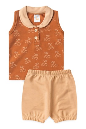 Conjunto Bata Botões Shorts Verão Bebê - Avelã - Ame Kids