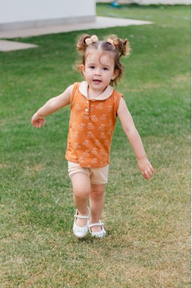 Conjunto Bata Botões Shorts Verão Bebê - Avelã - Ame Kids