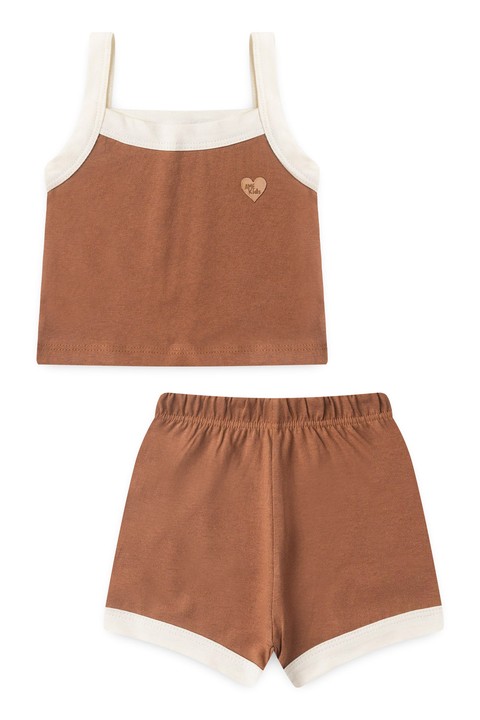 Conjunto Cropped Shorts Menina - Caramelo - Ame Kids