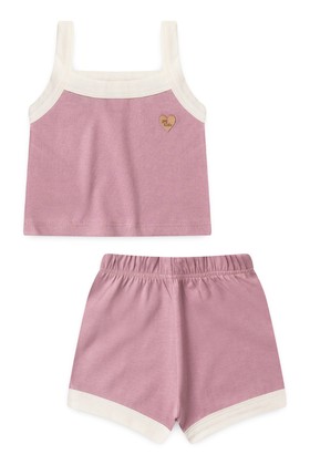Conjunto Cropped Shorts Menina - Rosê - Ame Kids