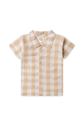 Conjunto Blusa e Shorts - Xadrez Areia - Ame Kids