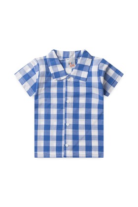 Conjunto Blusa e Shorts - Xadrez Azul - Ame Kids