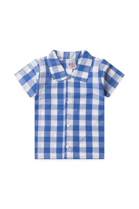 Conjunto Blusa e Shorts - Xadrez Azul - Ame Kids