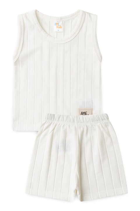 Conjunto Regata Milano e Shorts Menino - Off-White - Ame Kids