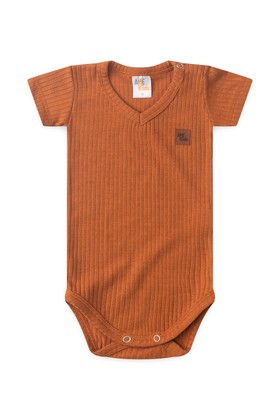 Conjunto Body Canelado Curto Menino - Avelã - Ame Kids