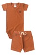 Conjunto Body Canelado Curto Menino - Avelã - Ame Kids