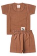 Conjunto de Blusa e Shorts Meia Malha Menino - Caramelo- Ame Kids
