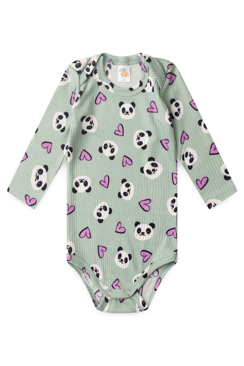 Conjunto Canelado Light Longo - Pandinha Verde - Ame Kids