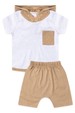 Conjunto de Blusa com Capuz e Shorts Meia Malha Menino - Nude - Ame Kids