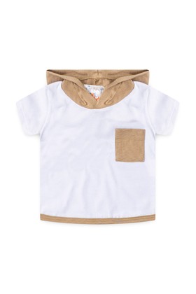 Conjunto de Blusa com Capuz e Shorts Meia Malha Menino - Nude - Ame Kids