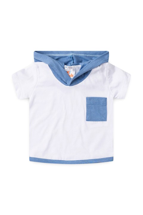 Conjunto de Blusa com Capuz e Shorts Meia Malha Menino - Azul - Ame Kids