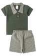 Conjunto Blusa Polo e Short Ecosustentável Ecosustentável - Verde - Ame Kids