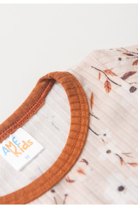 Conjunto de Blusa e Shorts Menina - Flores Avelã - Ame Kids